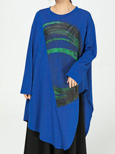 Loose Cropped Round-Neck Printed Shirt